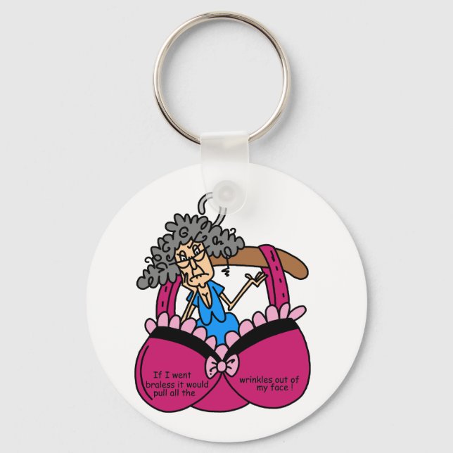 Bras and Wrinkles Humour Key Ring (Front)
