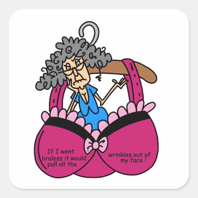 Bras and Wrinkles Humour Square Sticker (Front)