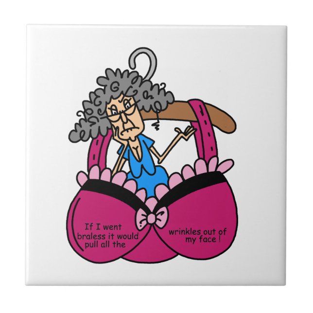 Bras and Wrinkles Humour Tile (Front)