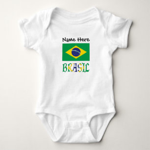 Brasil Bandera Brasil Personalised Name Baby Bodysuit