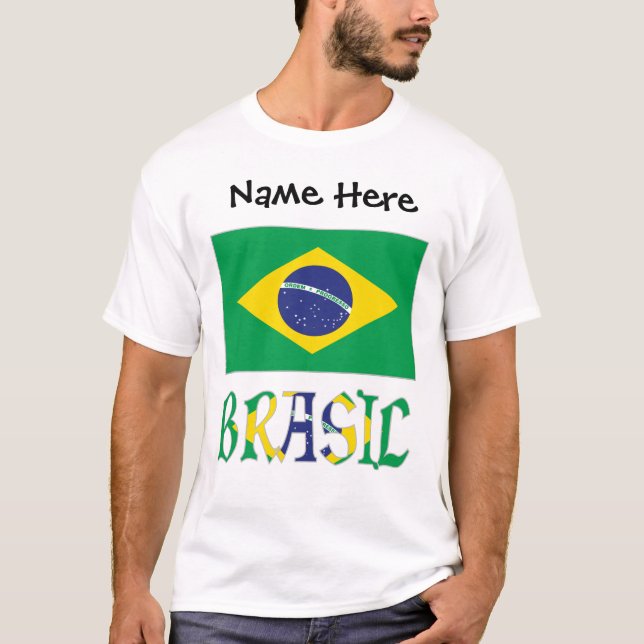 Brasil Bandera Brasil Personalised Name T-Shirt (Front)
