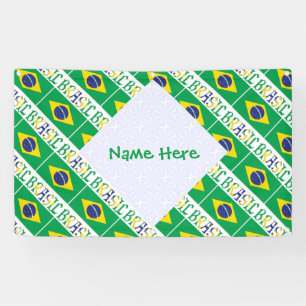 Brasil Bandiera Brasil Tiled Personalised Name  Banner