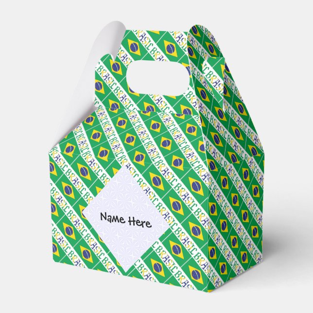 Brasil Bandiera Brasil Tiled Personalised Name  Favour Box (Front Side)