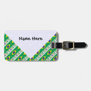 Brasil Bandiera Brasil Tiled Personalised Name Luggage Tag