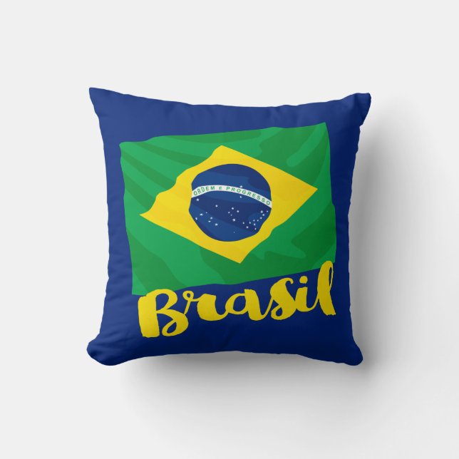 Brasil Brazil Flag Throw Pillow (Front)