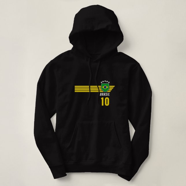 Brasil Brazil Seleção Brazilian Soccer Fan Jersey  Hoodie (Design Front)