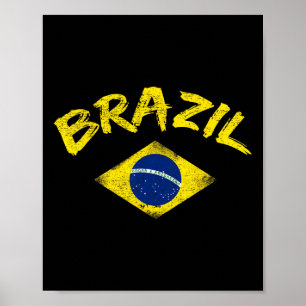 Brasil Brazilian National Flag Soccer Jersey Footb Poster