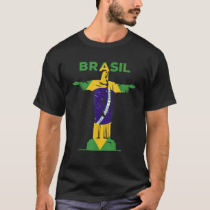 BRASIL Christ The Redeemer Statue Brazilian FLAG P T-Shirt