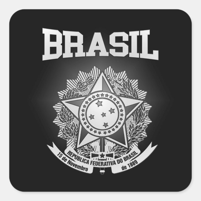 Brasil Coat of Arms Square Sticker (Front)