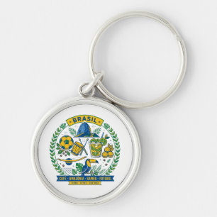 Brasil Culture Badge Cafe Samba Futebol Amazonia Key Ring