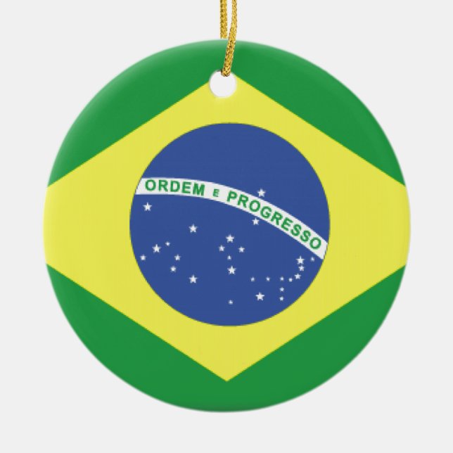 Brasil Flag Ceramic Tree Decoration (Front)