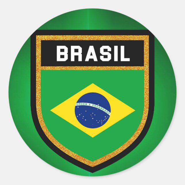 Brasil Flag Classic Round Sticker (Front)