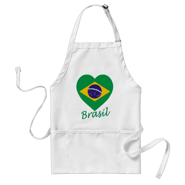 Brasil Flag Heart Standard Apron (Front)