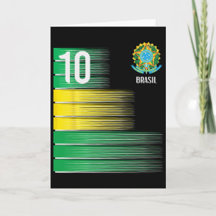 Brasil Flag Number 10 Brazil Soccer Men Women Boys Card