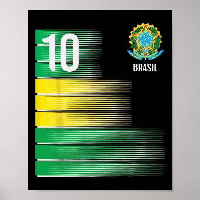 Brasil Flag Number 10 Brazil Soccer Men Women Boys Poster (Front)