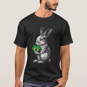 Brasil Flag Rabbit Heart Brasilian Pride Brazilian T-Shirt