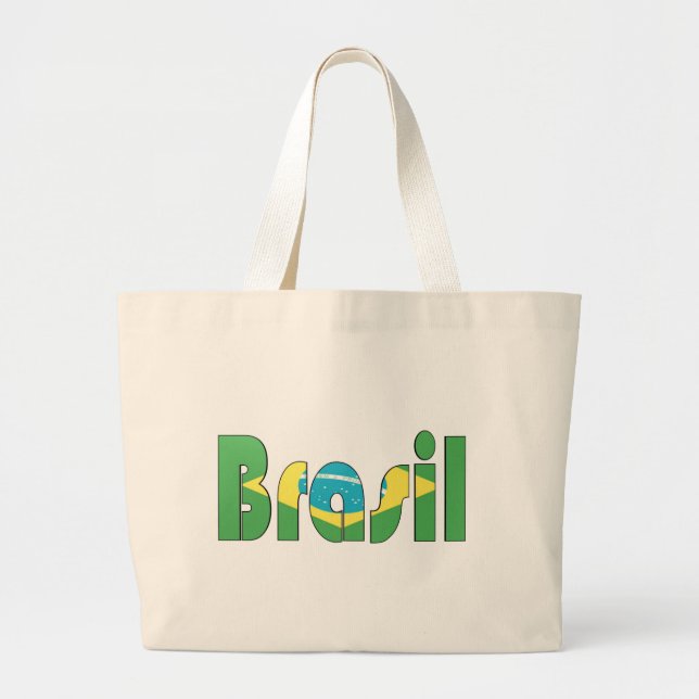 Brasil Flag T-shirt Large Tote Bag (Front)