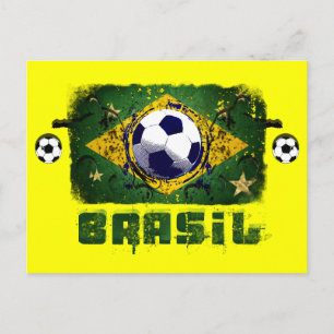 Brasil Grunge Soccer players Brazil Soccer gifts Postcard