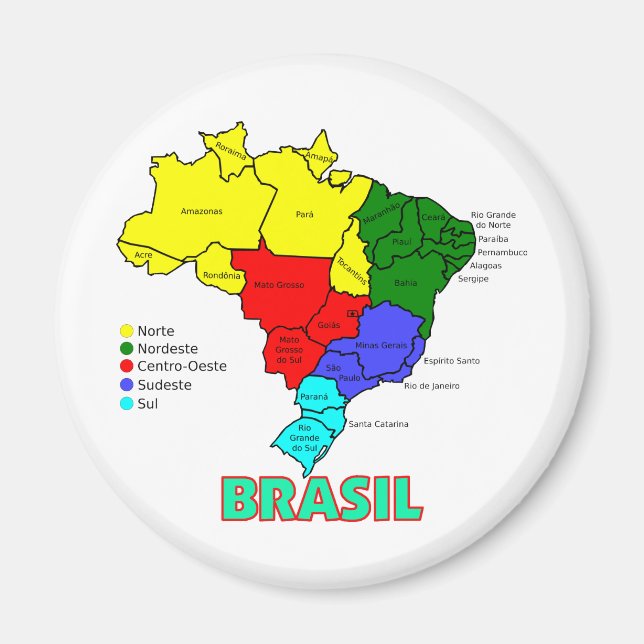 Brasil. Regions in Colour Magnet (Front)