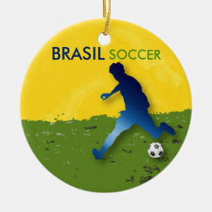 Brasil Soccer Ceramic Tree Decoration