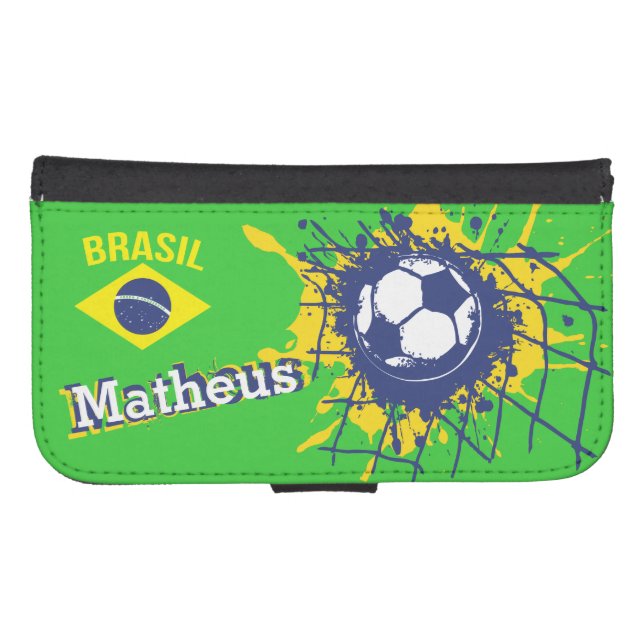 Brasil soccer football goal named flap case samsung galaxy wallet case (Front (Horizontal))