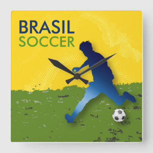 Brasil Soccer Square Wall Clock