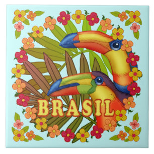 Brasil Toucans ceramic tile