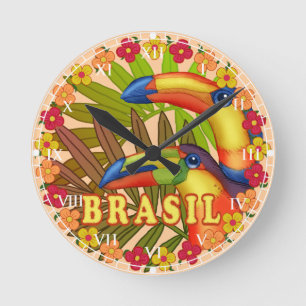 Brasil Toucans Round Clock