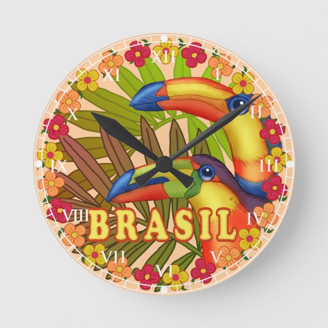Brasil Toucans Round Clock (Front)
