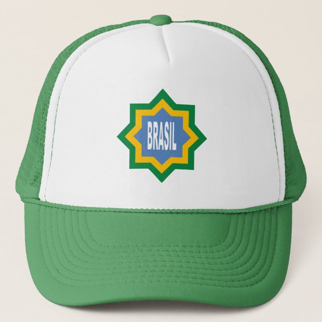 BRASIL White/Green Trucker Cap (Front)