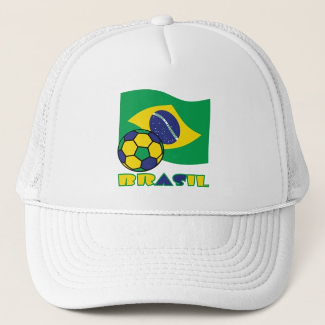 Brasileiro Futebol e Bandeira Trucker Hat (Front)