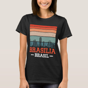 Brasilia Brasil Retro Vintage Sunset Skyline Brasi T-Shirt