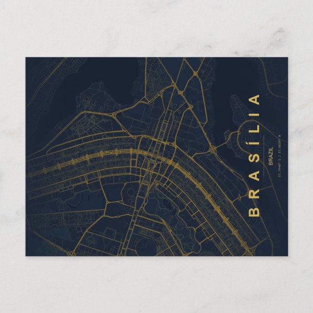 Brasilia Brazil Map Minimal Postcard (Front)