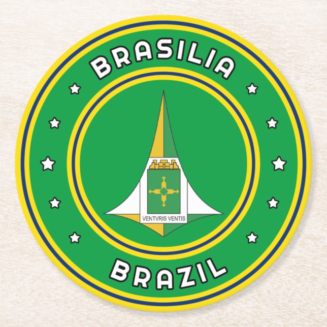 Brasilia Coat Of Arms Brazil Round Paper Coaster (Front)