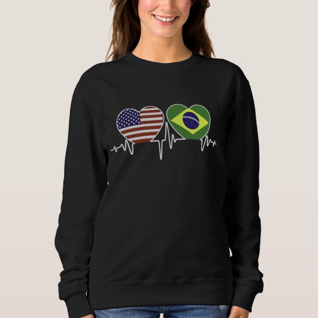 Brasilia USA - brasilian American Twin Hearts Sweatshirt (Front)