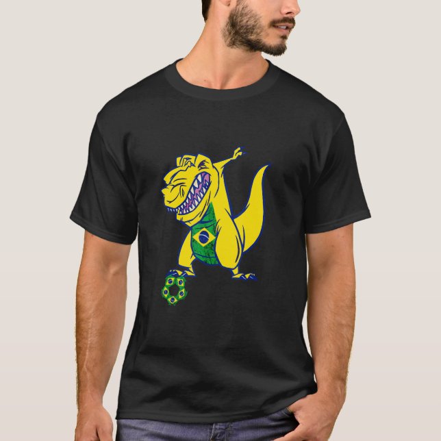 Brasilian Dino Rex Brazil Soccer Brazilian Flag Br T-Shirt (Front)