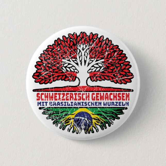 Brasilien Brasilianisch Schweizer Schweiz Baum 6 Cm Round Badge (Front)