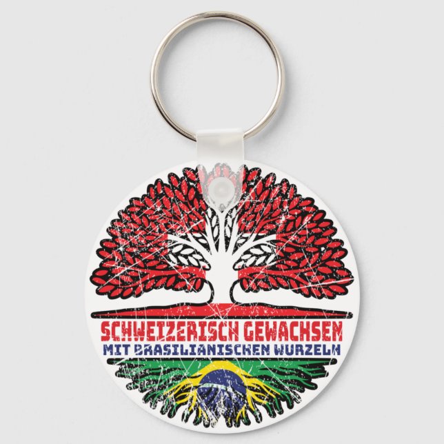 Brasilien Brasilianisch Schweizer Schweiz Baum Key Ring (Front)