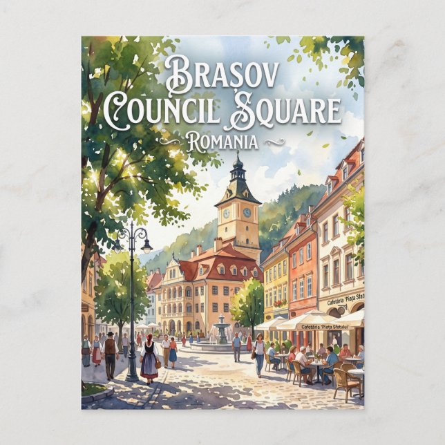 Brașov Council Square Romania Postcard (Front)