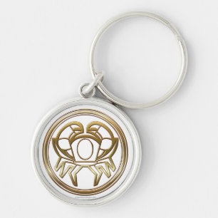 Brass and Copper Cancer Zodiac Astrology Key Ring