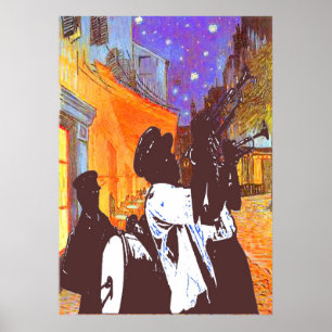 Brass Band, Night Cafe Poster