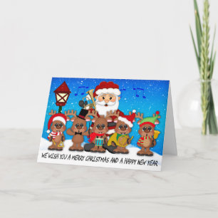 Brass Band Santa Christmas Greeting Card