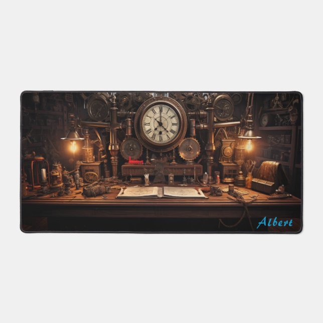 Brass & Bronze Steampunk Tech XL Desk Mat (Front)