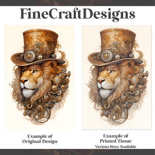 Brass & Copper Chic Steampunk Lion E1L Decoupage Tissue Paper