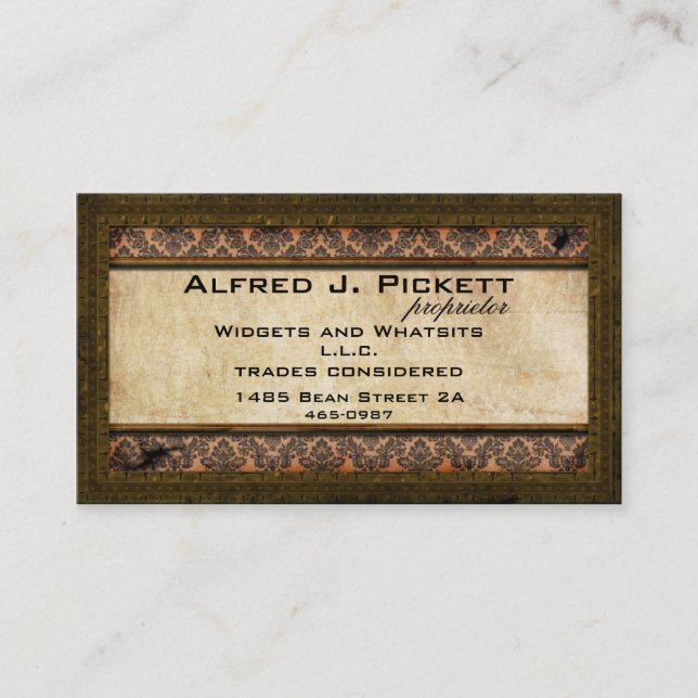 Brass Frame Steampunk Cogs Business Card (Front)