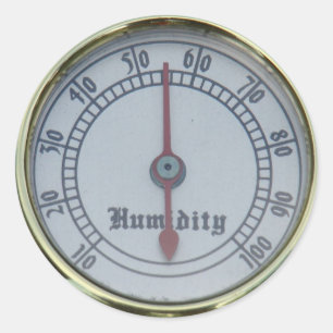Brass Humidity Metre Classic Round Sticker