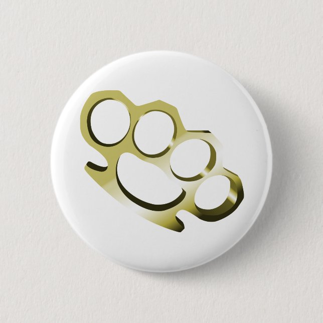 Brass Knuckles 6 Cm Round Badge (Front)