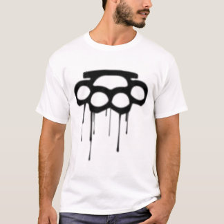 Brass Knuckles Dripping Blood Black and White Tee