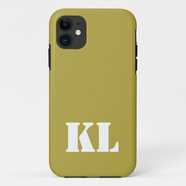 Brass Metallic Solid Colour Minimalist Monogram Case-Mate iPhone Case (Back)
