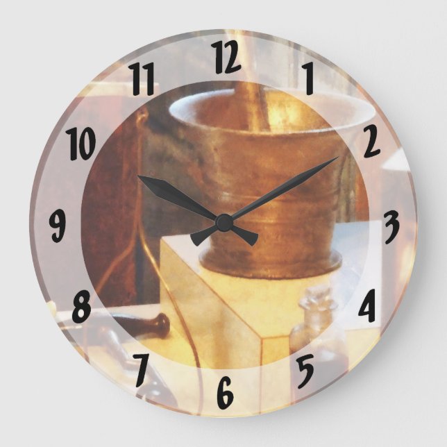 Brass Mortar And Pestle Large Clock (Front)
